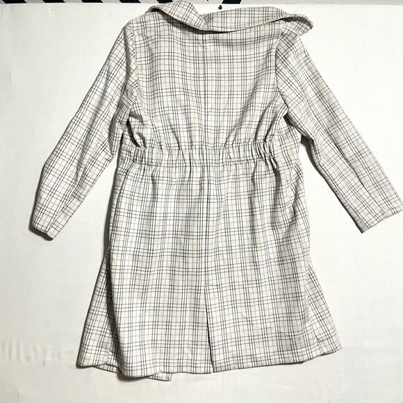 Alice Blue Plaid Trench Coat Duster Jacket Lightweight Belted Tan - Size L‎ - Picture 3 of 7